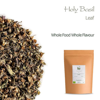 Tulsi Holy Basil Organic Tea - Sweet Green Delicacy - Herbal Thulasi or Tulasi 200g