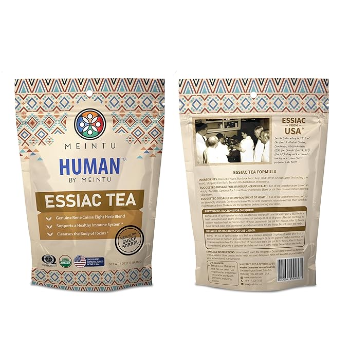MEINTU Organic Essiac Tea 8 Herb Powder Formula Sheep Sorrel with 20% Root - 4 oz Stand-Up Airtight Zipper Pouch