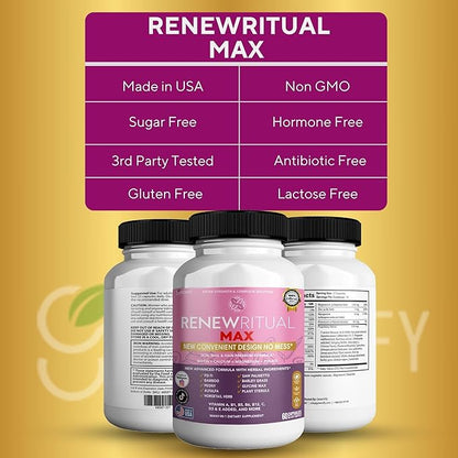 Renew Ritual Max, Hair Skin Nails Supplement, 60 Capsules, Vitamins A B C D E with Biotin (5)