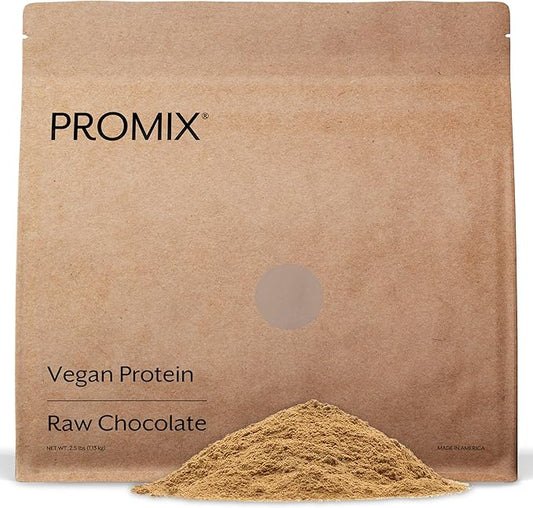 ProMix Nutrition Plant-Based Vegan Protein Powder, Raw Chocolate - Pea Protein & Vitamin B-12 - ­Post Workout Fitness & Nutrition Shakes, Smoothies, Baking & Cooking Recipes - 2.5 Pound