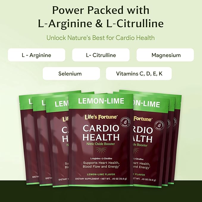 Life's Fortune L Arginine L Citrulline Supplement Powder - High Potency Nitric Oxide Supplement Booster with Natural Lemon Lime Flavor, 7 Servings (Pack of 1)