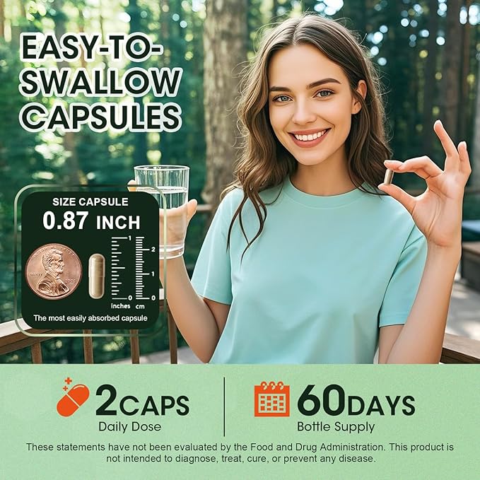 Moringa Capsules,Rich Moringa Powder with Turmeric & Ginger,A Natural Green Antioxidant Superfood - Supports Energy,Skin Health,Gut Health,60pcs 2packs