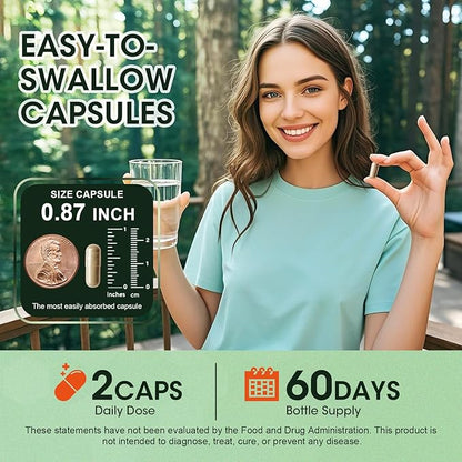 Moringa Capsules,Rich Moringa Powder with Turmeric & Ginger,A Natural Green Antioxidant Superfood - Supports Energy,Skin Health,Gut Health,60pcs 2packs