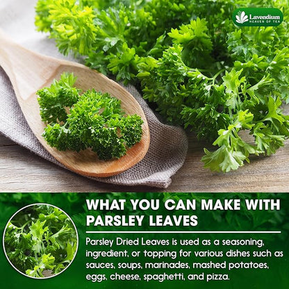 Lavendium, 4 oz Premium Dried Parsley Leaves – 100% Pure, Non-GMO, Gluten-Free, Vegan – Aromatic Culinary Herb for Cooking, Garnish, and Seasoning – No Additives or Preservatives – Resealable Bag