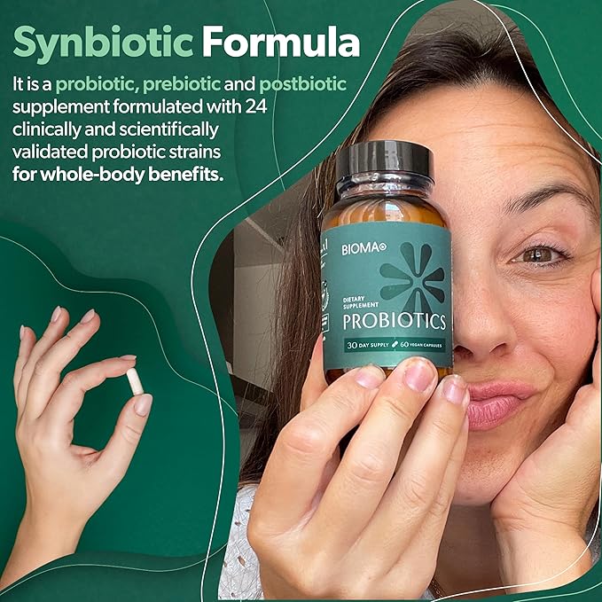 BIOMA Probiotics - Digestive Health Probiotic - Gut Support for Men & Women with Xylooligosaccharides, Tributyrin & Bifidobacterium - Vegan & Gluten Free - 60 Delayed-Release Capsules (30-Day Supply)