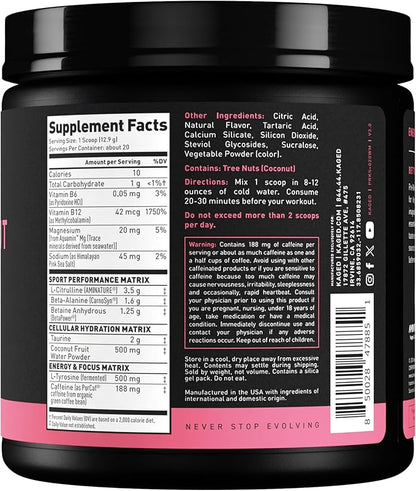 Kaged Sport Pre Workout Powder for Men & Women, Watermelon, Sport Certified, 188mg Caffeine, Nitric Oxide Supplement, Beta Alanine for Energy, Weightlifting, Cardio Endurance & Strength, 20 Servings