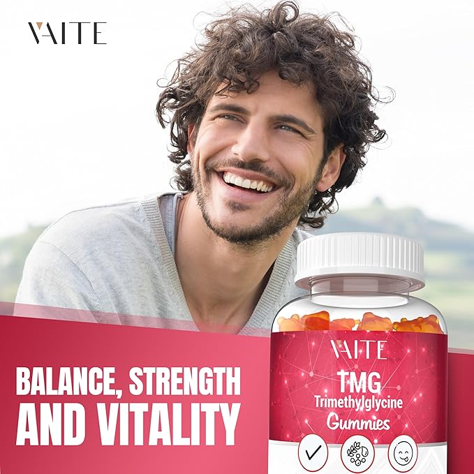 VAITE TMG Supplements – Trimethylglycine 800mg Gummies, Betaine Anhydrous for Energy Support, 60 Vegan Chewables, Easy to Take, Non-GMO, Gluten & Soy Free, for Adults, Daily Nutritional Balance