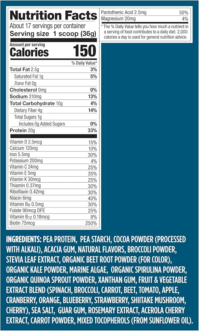 Vega Essentials Shake Chocolate(17 Servings, 21.6 Ounce) - Plant Based Vegan Protein Powder, Non Dairy, Gluten Free, Smooth and Creamy, Non GMO