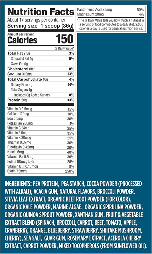 Vega Essentials Shake Chocolate(17 Servings, 21.6 Ounce) - Plant Based Vegan Protein Powder, Non Dairy, Gluten Free, Smooth and Creamy, Non GMO