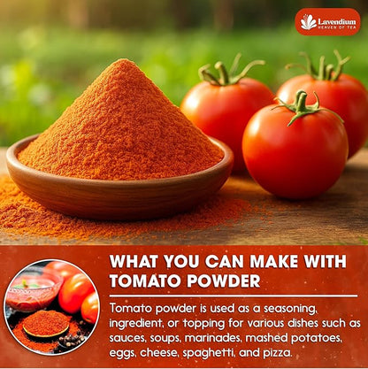 Lavendium, Premium 1.56 lbs (25oz) Tomato Powder – 100% Pure Dehydrated Tomato – Non-GMO, Vegan, Gluten-Free, No Additives – Rich Color & Flavor – Great for Cooking, Seasoning, Sauces & More