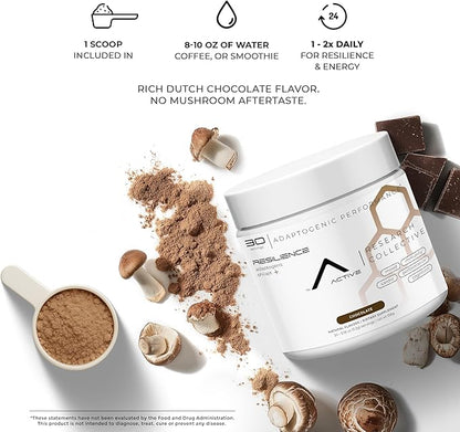 ARC Resilience Mushroom Powder Supplement with Lion’s Mane, Cordyceps, Reishi, Shilajit, Beta-Glucans, Zinc and Vitamin C for Focus, Energy, Immunity, Performance, and Memory, Chocolate, 30 Servings