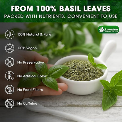 Lavendium, Premium 8oz Dried Basil – 100% Pure, Non-GMO, Gluten-Free, Vegan – Aromatic Culinary Herb for Cooking, Garnish, and Seasoning – No Additives or Preservatives – Resealable Bag