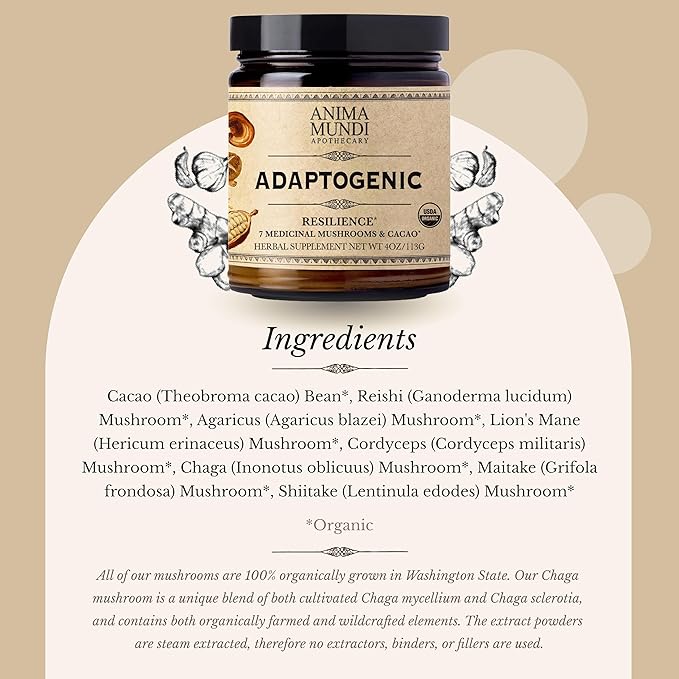 Anima Mundi Apothecary Adaptogenic 7 Mushroom Drops - with Organic Mushroom Extracts - Liquid Immune Support Tincture with Reishi, Lion's Mane, Cordyceps & Chaga Mushroom Liquid Extract (2oz)