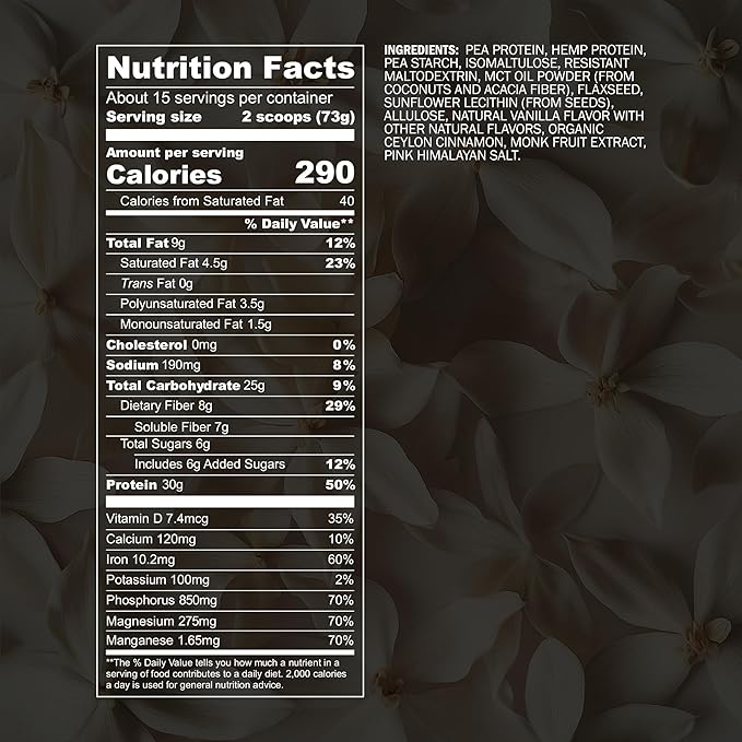 Blueprint by Bryan Johnson Vegan Protein Meal Replacement – Plant Based Hemp Protein with 27g Protein Per Serving – Low Calorie, Flavored Protein for Women & Men – Dairy Free – 15 Servings - Vanilla