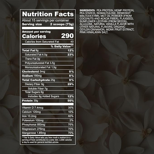 Blueprint by Bryan Johnson Vegan Protein Meal Replacement – Plant Based Hemp Protein with 27g Protein Per Serving – Low Calorie, Flavored Protein for Women & Men – Dairy Free – 15 Servings - Vanilla