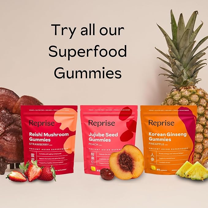Reprise Goji Berry Superfood Gummies - All-Natural Antioxidant, Digestion, 240 mg Full-Potency, Low-Sugar, Vegan, 45 Blueberry Flavored Gummies