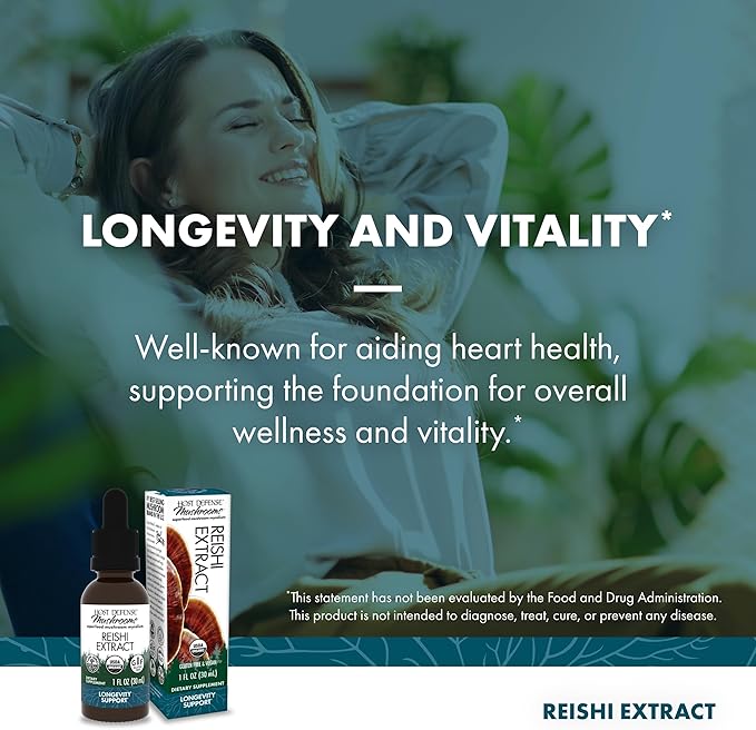 Host Defense Reishi Extract - Heart & Immune Health Support Supplement - Mushroom Supplement to Support Energy & Vitality - Reishi Supplement to Aid Overall Well-Being - 1 fl oz (30 Servings)*