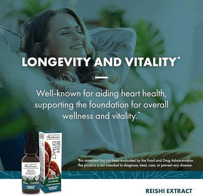 Host Defense Reishi Extract - Heart & Immune Health Support Supplement - Mushroom Supplement to Support Energy & Vitality - Reishi Supplement to Aid Overall Well-Being - 1 fl oz (30 Servings)*