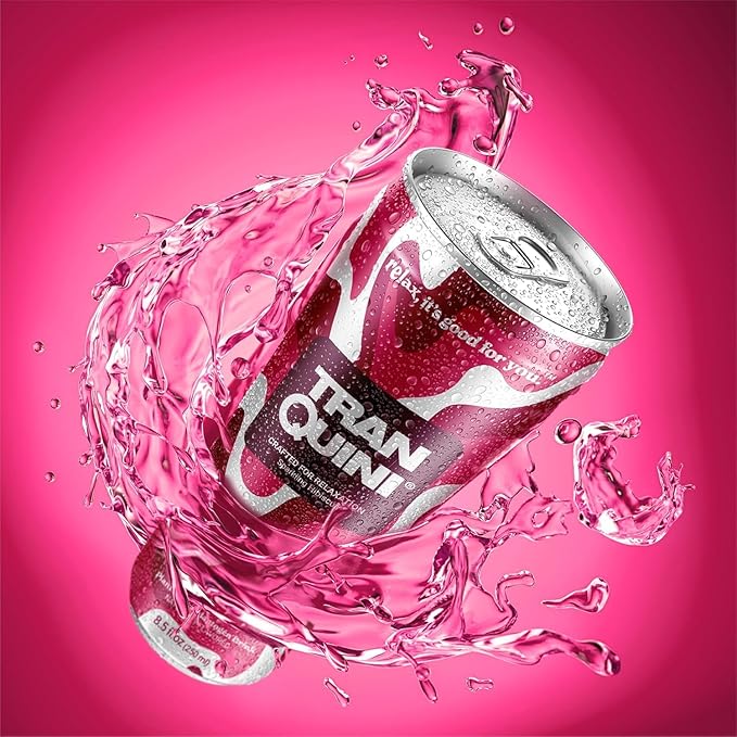 Tranquini Calming Drink With Herbal Adaptogens | Sparkling Water Stress Relief Beverage | Sugar Free, Non Alcoholic, Soda Replacement, Gluten Free, Vegan - 250ml Hibiscus (6 cans)