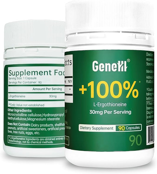 L-Ergothioneine Supplement, 30mg(EGT)/Serving, 6X Ergothioneine Mushroom Extract Supplements Longevity, Immune Support, Heart Health & Brain Supplement, Lab Tested, Made in USA (90 Servings)