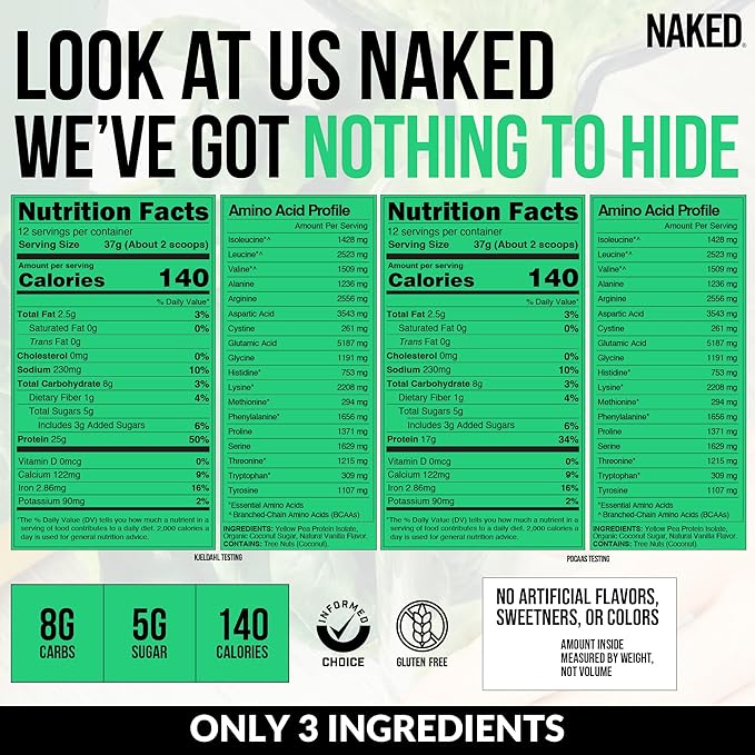Vanilla Pea Protein Isolate from North American Farms, Only 3 Ingredients, Vanilla Vegan Protein, Gluten-Free, Soy Free, GMO Free - 1LB