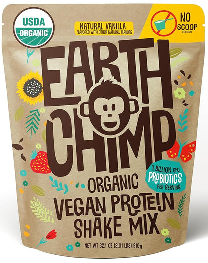 Organic Vegan Protein Powder - with Probiotics - Non GMO, Dairy Free, Non Whey, Plant Based Protein Powder for Women and Men, Gluten Free - 26 Servings 32 Oz (Vanilla) No Scoop