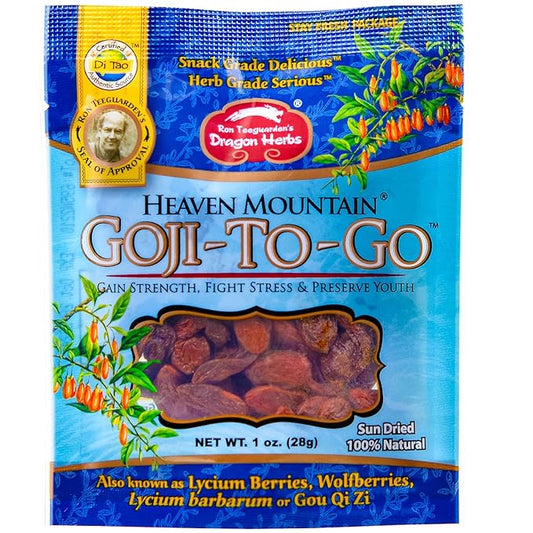 Dragon Herbs Heaven Mountain Goji Berries | Single Serving 1 oz Packet | Moist & Plump - The ONE & Only Snack Grade Goji | Fight Stress |Gain Strength | Preserve Youth | Eye Vision Tonic | 100% Sun