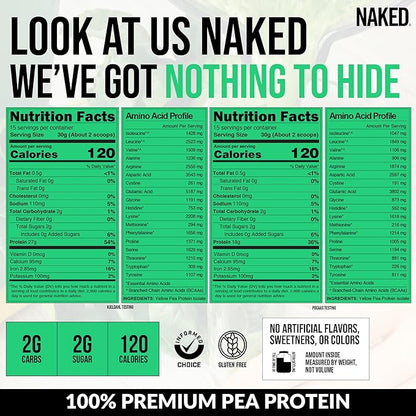 Naked Pea - Pea Protein Isolate - Plant Based, Vegetarian & Vegan Protein. Easy to Digest, Non-GMO, No Lactose, No Soy and Gluten Free - 15 Servings