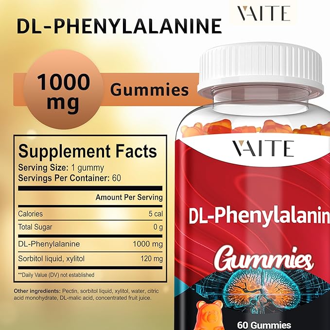 DLPA: DL-Phenylalanine 1000mg – Advanced Form of Phenylalanine for Amino Acid Support – 60 Gummies – Non-GMO, Gluten-Free, Easy-to-Take Formula for Daily Use and Consistent Wellness Support