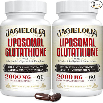 Liposomal Glutathione 2000 mg with L-Serine, L-Glycine & Sulforaphane – Active L-Glutathione Unique Formulation to Enhance Absorption - Master Antioxidant, Detoxifying & Immune | 120 Softgels