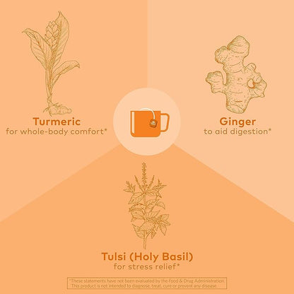 ORGANIC INDIA Tulsi Turmeric Ginger Tea Bags- Herbal Tea, Ginger Turmeric Tea, Immune Support, Aids Digestion, Caffeine-Free- 18 Infusion Bags, 1 Pack