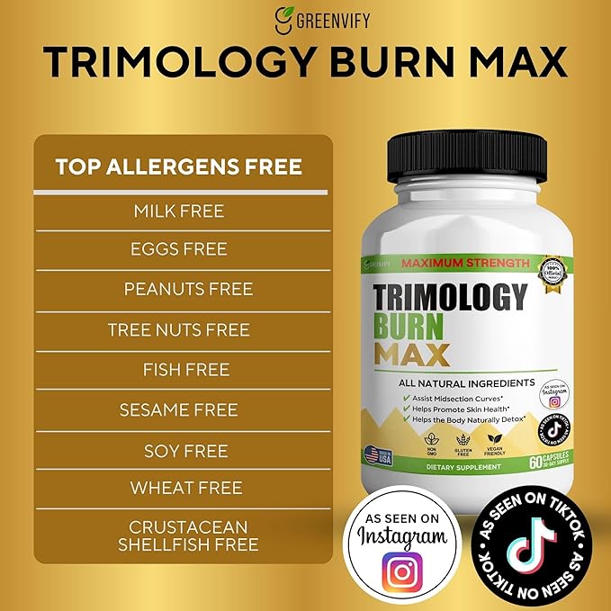 Trimology Burn Max Natural Supplement, 60 Capsules, 30 Day Supply, Vegan, Gluten Free (1)