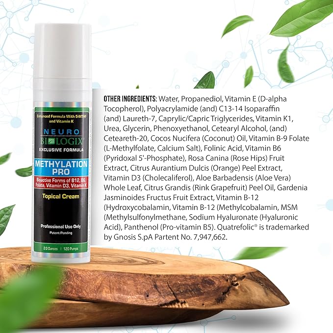 Methylation Pro Topical Cream - Advanced Methylation Support with Methyl Folate, B6, D3 & K1 for Mood, Focus, Energy & Overall Well-Being - Transdermal Vitamin Supplement for Better Absorption