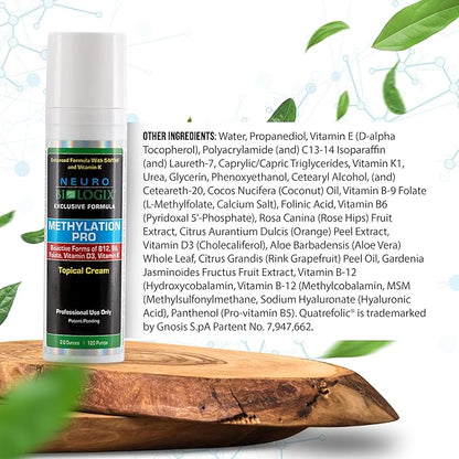 Methylation Pro Topical Cream - Advanced Methylation Support with Methyl Folate, B6, D3 & K1 for Mood, Focus, Energy & Overall Well-Being - Transdermal Vitamin Supplement for Better Absorption