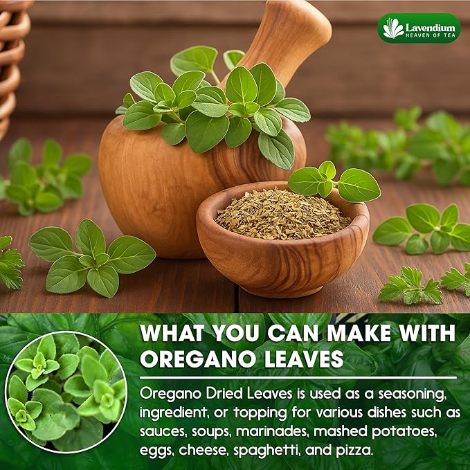 Lavendium, Premium 8 oz Dried Oregano Leaves – 100% Pure, Non-GMO, Gluten-Free, Vegan – Aromatic Herb for Cooking, Seasoning, Sauces, and Pizza – No Additives – Resealable Bag