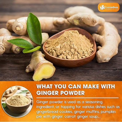 Lavendium, Premium 25oz (1.56 lbs) Ginger Powder – Ground Ginger Root – Pure, No Additives – Ideal for Cooking, Baking, Smoothies, and Spice Blends. No Sugar, No Caffeine, No Gluten, Vegan