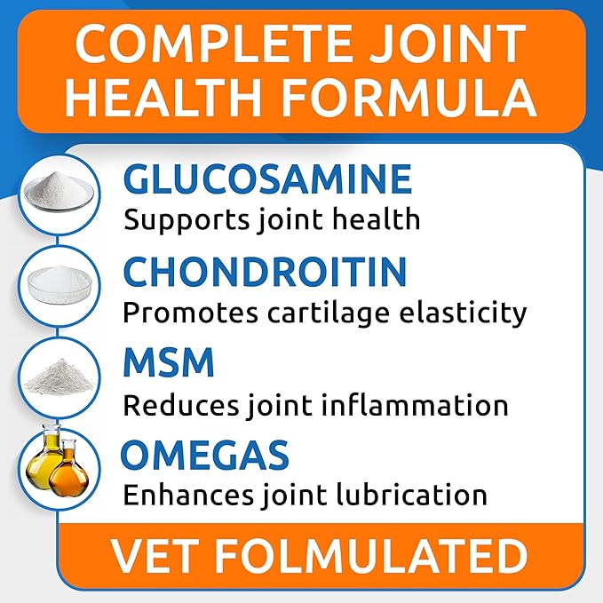 Bark&Spark Senior Advanced Glucosamine Chondroitin for Dogs - Hip Joint Pain Relief - Old Dog Joint Chews Large & Small Breed - Hip Joint Chews Joint Health Care Treats - 120Ct