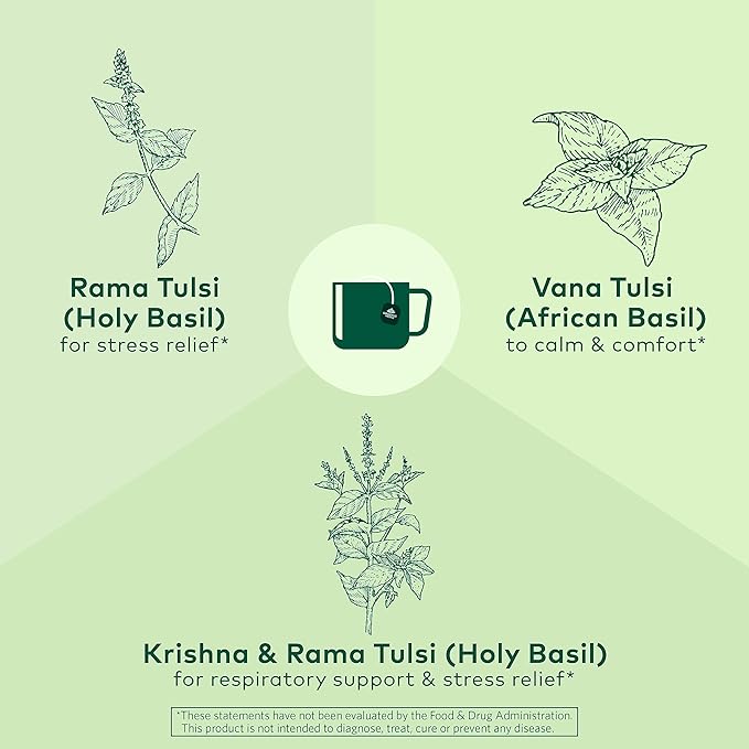 Organic India Tulsi Original Herbal Tea - Holy Basil, Stress Relieving & Energizing, Immune Support, Adaptogen, Vegan, USDA Certified Organic, Non-GMO, Caffeine-Free - 18 Infusion Bags, 1 Pack