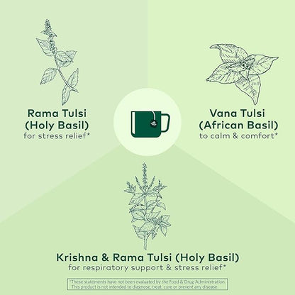 Organic India Tulsi Original Herbal Tea - Holy Basil, Stress Relieving & Energizing, Immune Support, Adaptogen, Vegan, USDA Certified Organic, Non-GMO, Caffeine-Free - 18 Infusion Bags, 1 Pack