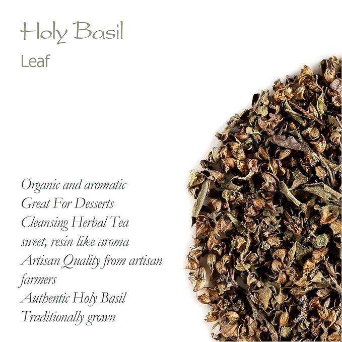 Tulsi Holy Basil Organic Tea - Sweet Green Delicacy - Herbal Thulasi or Tulasi 200g