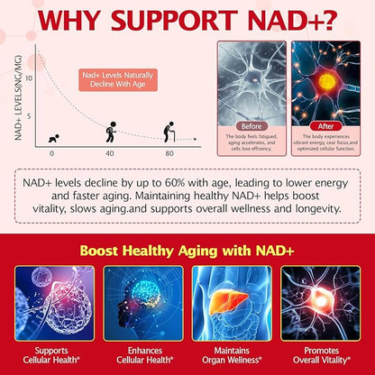 1000MG High-Pontency Liposomal NAD+ Liquid Supplement with Resveratrol & Quercetin, High Purity-Supports Cellular Longevity, Anti-Aging, Energy Metabolism | 21 Packets