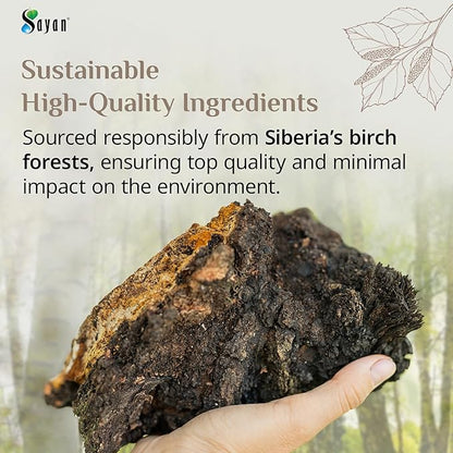Sayan Siberian Pure Raw Coarse Chaga Powder 6 Oz / 170g – Premium Wild Forest Harvested Super Antioxidant Tea – Supports Immune System and Digestive Health – Focus, Energy, Clarity, Wellness - Non-GMO