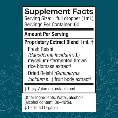 Host Defense Reishi Extract - Heart & Immune Health Support Supplement - Mushroom Supplement to Support Energy & Vitality - Reishi Supplement to Aid Overall Well-Being - 2 fl oz (60 Servings)*