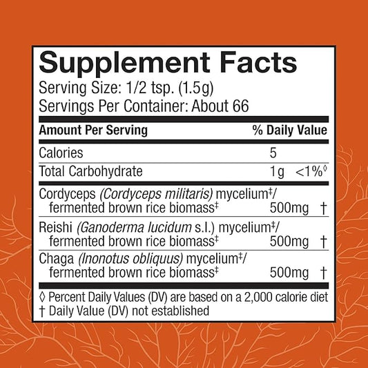 Host Defense Breathe* Powder - Immune & Respiratory Support Mushroom Supplement - Herbal Lung Health Support Supplement with Chaga, Reishi & Cordyceps - 3.5 oz (66 Servings)*