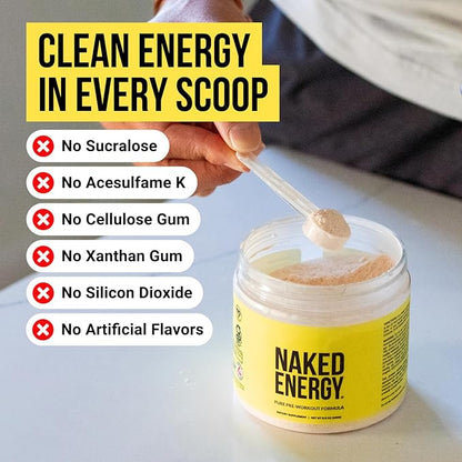NAKED Watermelon Energy - Clean Pre Workout Supplement for Men and Women, Vegan Friendly, No Added Sweeteners, Colors Or Flavors - 30 Servings