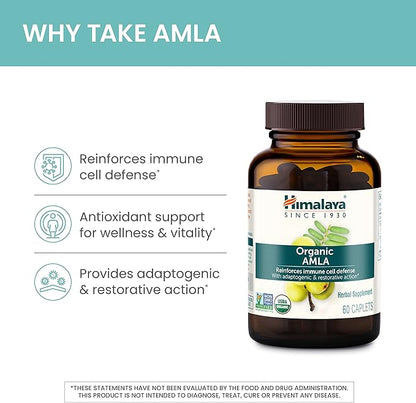 Himalaya Organic Amla Natural Antioxidant for Immune Support, 60 Caplets, 1 Month Supply