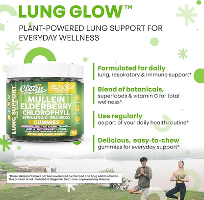 Clean Nutra Mullein Elderberry Chlorophyll Spirulina Sea Moss Gummies | 60 Count Vegan Gummy Supplement for Adults | Plant-Based Formula with Irish Moss, Herbal Extracts, and Superfood Greens