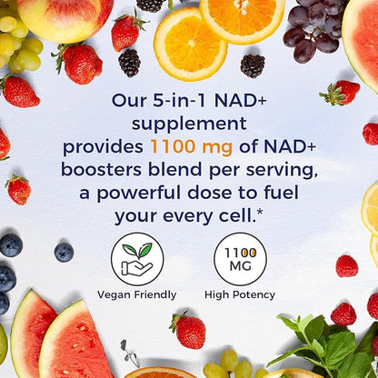 Vitalitown NMN Supplement Alternatives, NAD Supplement 1100mg Boosted with Resveratrol & Nicotinamide Riboside - Anti-Aging Cellular Energy, Longevity - Enhanced Absorption Formula - 60 Vegan Capsules
