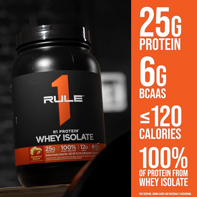 Rule 1 R1 Protein Whey Isolate - with 25g Protein & 6g BCAA Exclusively from Isolated & Hydrolyzed Sources for Workout Recovery (2 Pounds*, Café Mocha)