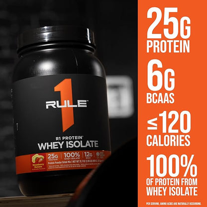 Rule 1 R1 Protein Whey Isolate - with 25g Protein & 6g BCAA Exclusively from Isolated & Hydrolyzed Sources for Workout Recovery (2 Pounds*, Café Mocha)